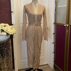 Mind Code lace belted duster, S